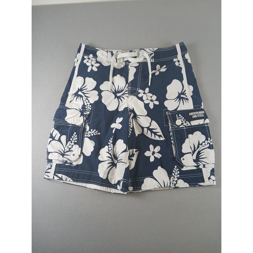 Abercrombie & Fitch Mens Navy Floral Hawaiian Cargo Swim Shorts Size M Rare!!
